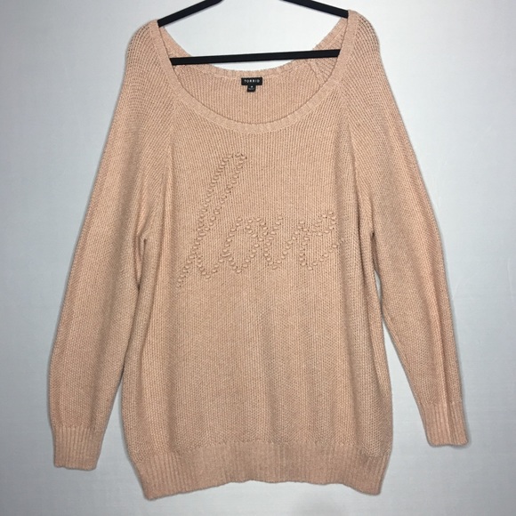 Plus Size 4 Torrid Blush Pink LOVE Knit Sweater - Picture 4 of 8